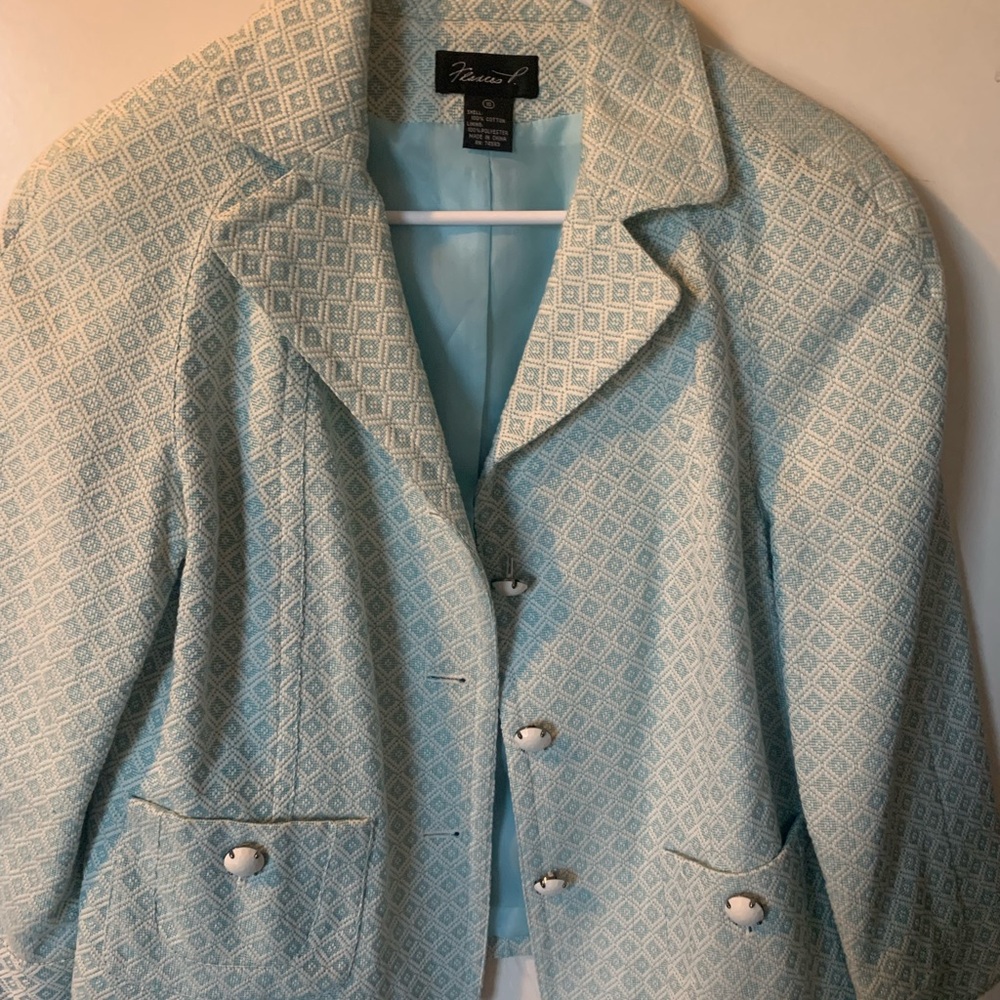 Tailored Light Blue Patterned Blazer by - image 1